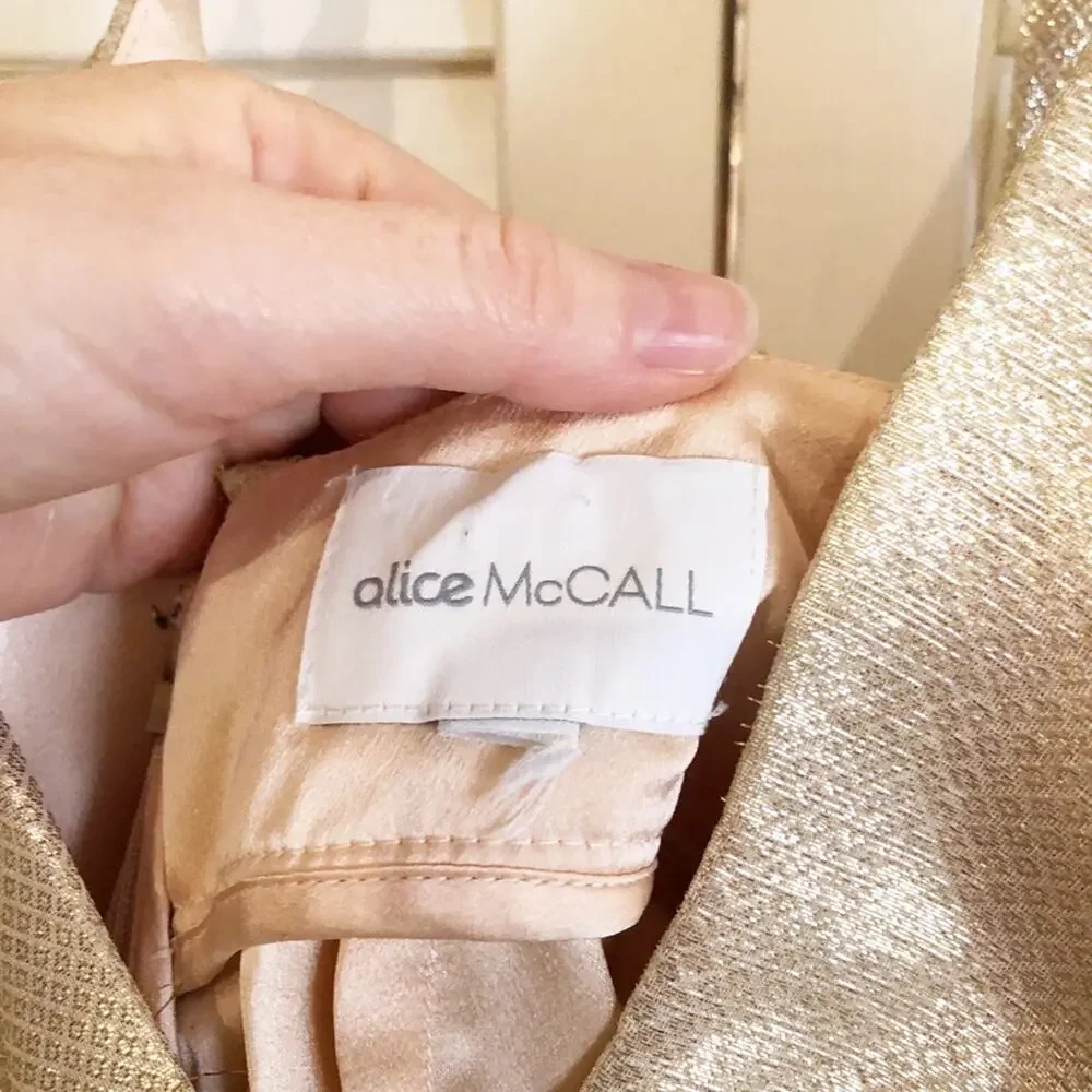 Alice McCall Astral Plane Metallic Gold Ruffle Mini Dress - Picture 9 of 12